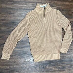 Tan Half-Zip Knit Sweater